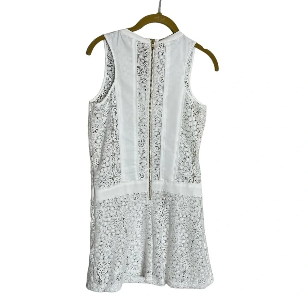 GB Gianni Bini Lace Eyelet Sheer Panel Shift Dress XS White